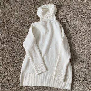 Cream Wool Blend Turtleneck Sweater